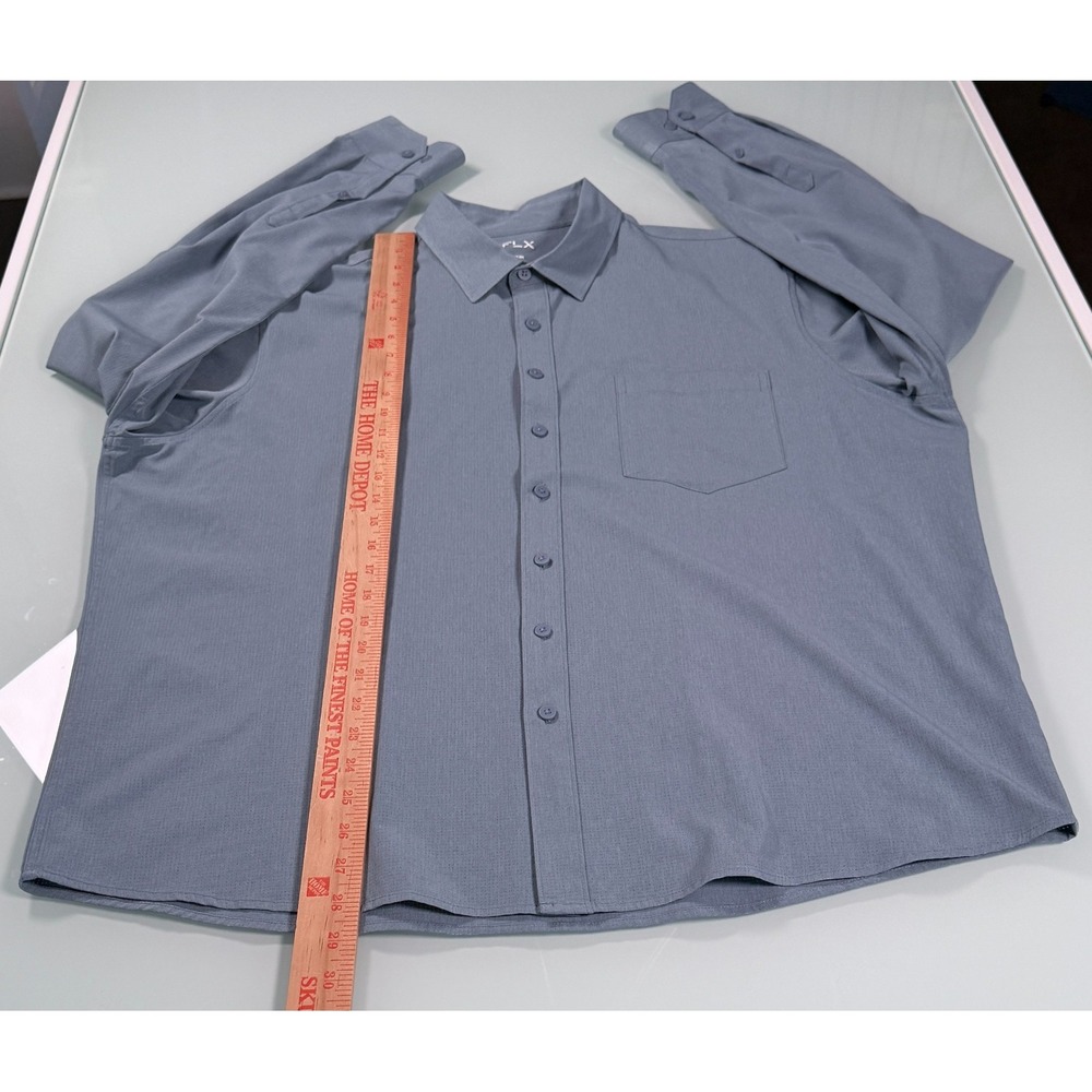 FLX Urban Commuter Performance Long Sleeve Tech Shirt Mens Slate Blue - XXL Slim - Picture 8 of 11